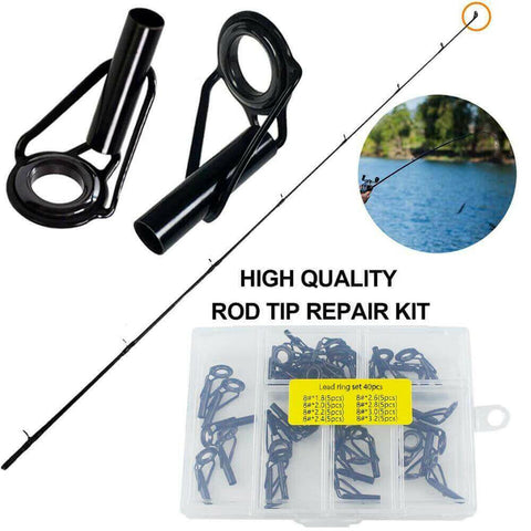 40 Pcs Fishing Rod Top Ring Guide Eye Set With Square Storage Box SP.