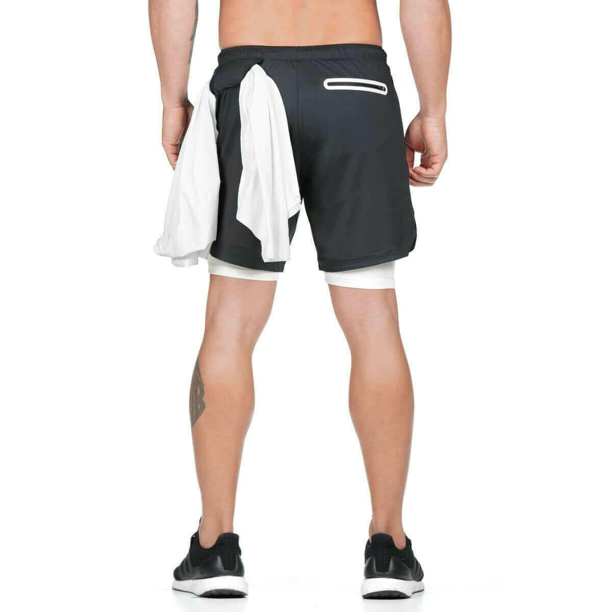 Men 2 in 1 Running Shorts Gym Workout Quick Dry Mens Short with Pocket.