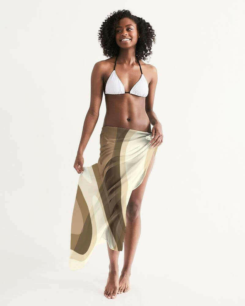 Sheer Sarong Swimsuit Cover Up Wrap / Brown Swirl.