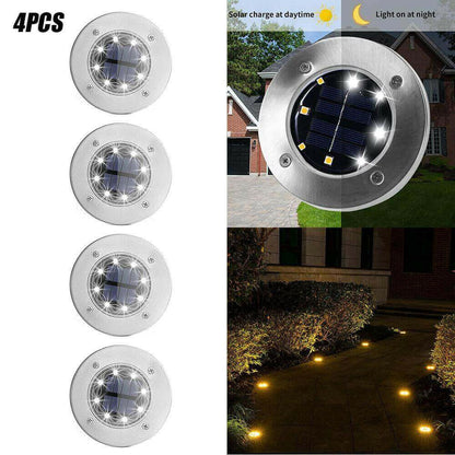 4 LEDs Solar Powered Buried Light Outdoor Pathway Garden Decking Lamps.