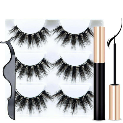 3Pairs Magnetic Liquid Eyeliner with False Eyelashes With Tweezers Set.