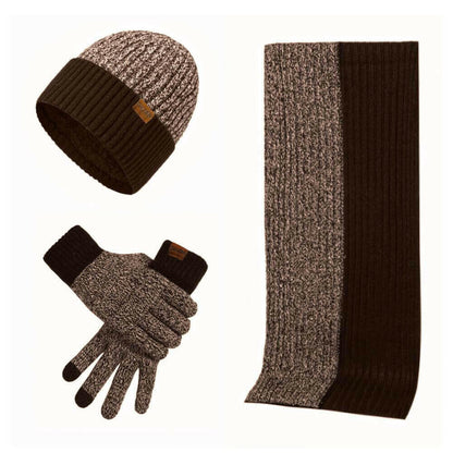 3Pcs Winter Scarf Hat Gloves Kit Beanie Hat & Long Scarf & Gloves Gift.