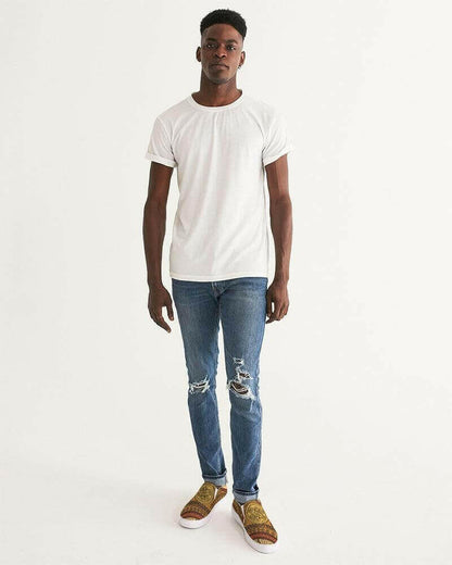 brown paisley slip-on sneakers