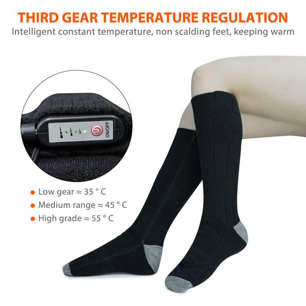 Battery Heated Socks Rechargeable Thermal Warming Socks Winter Skiing.