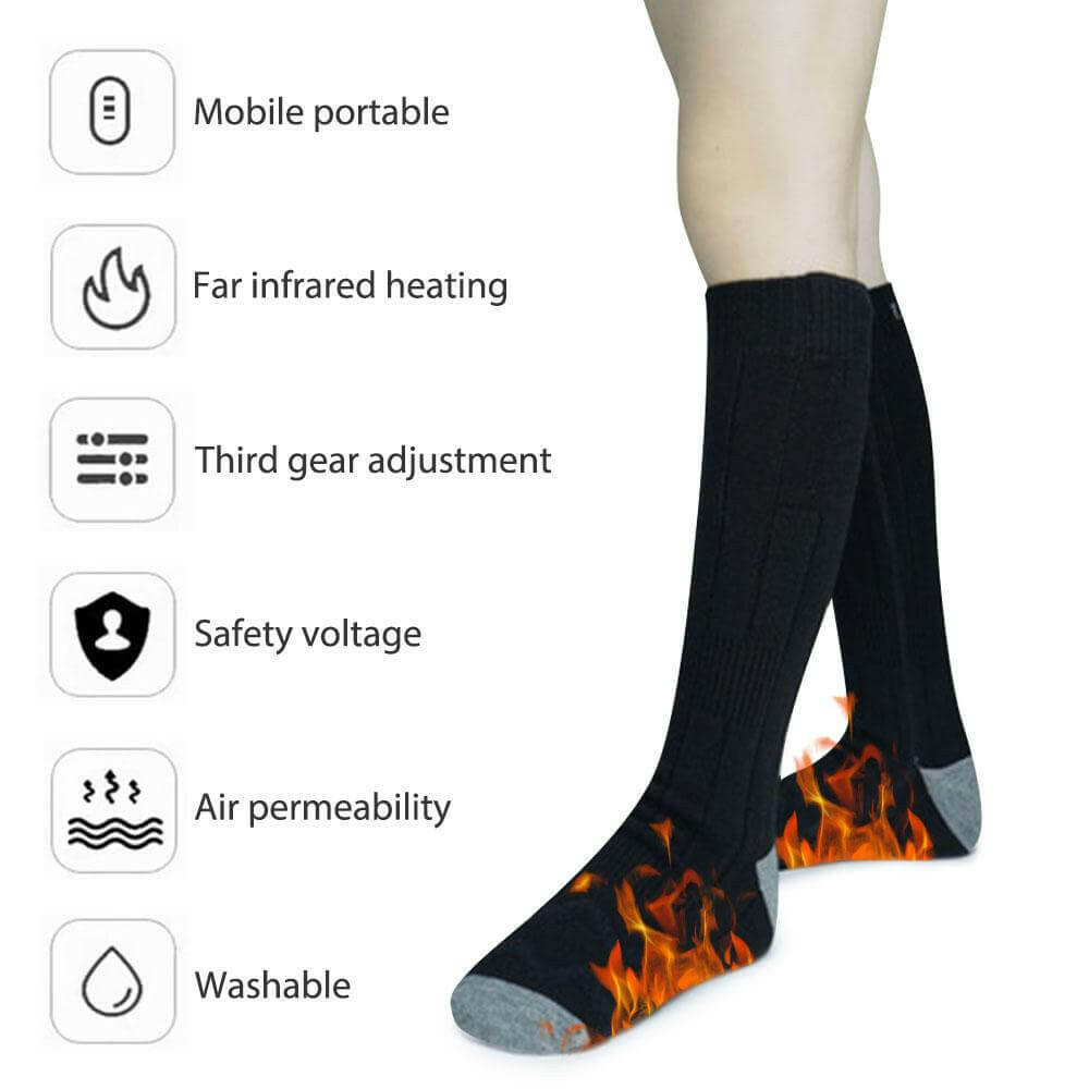 Battery Heated Socks Rechargeable Thermal Warming Socks Winter Skiing.