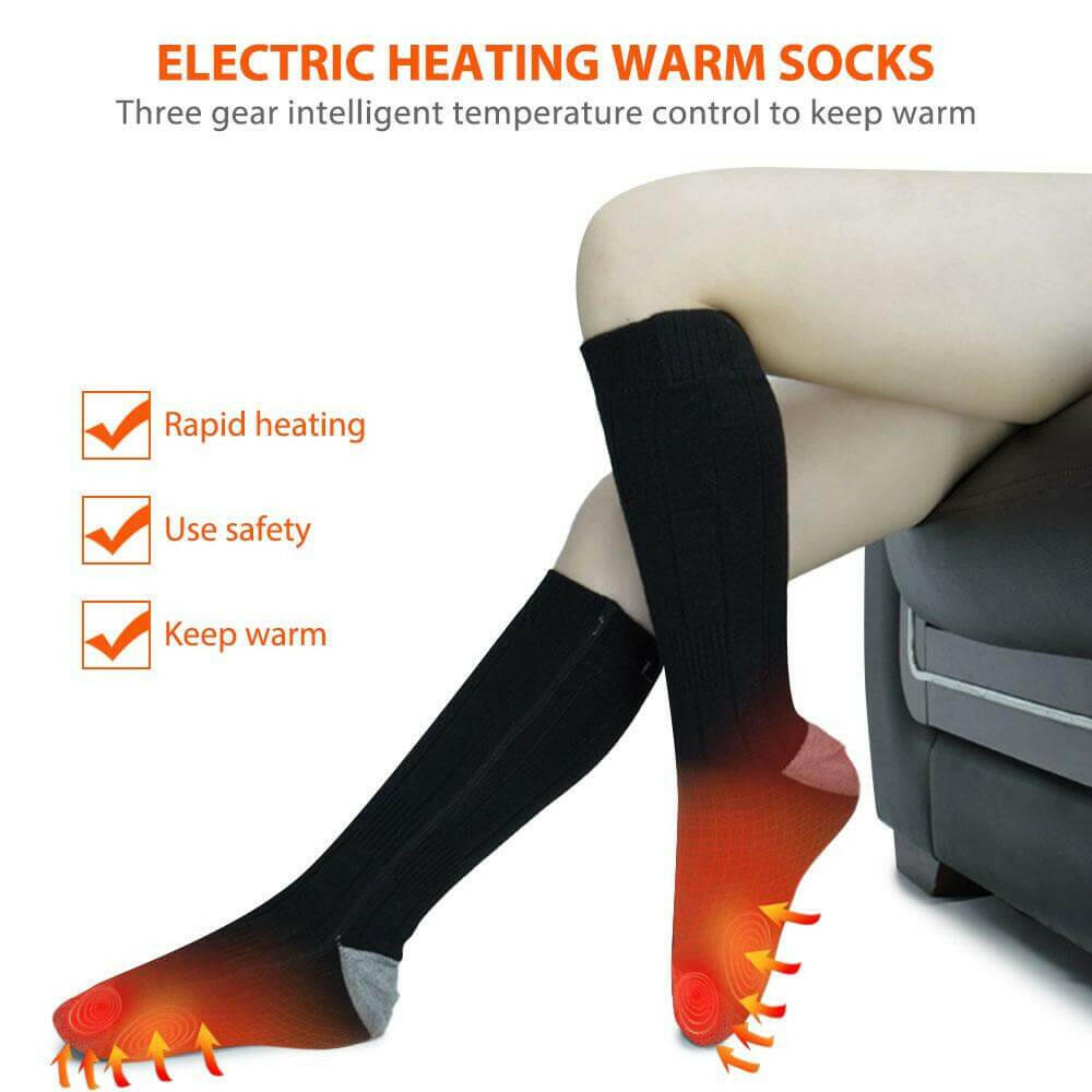 Battery Heated Socks Rechargeable Thermal Warming Socks Winter Skiing.