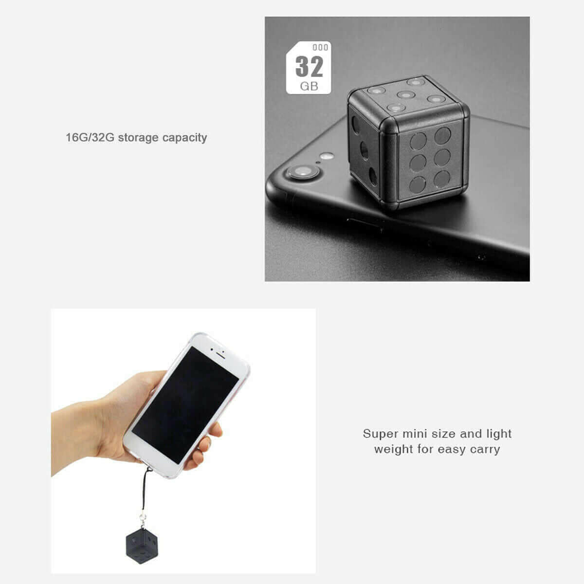 Mini Dice Camera Home Security Night Vision HD 1080P Motion Detection.