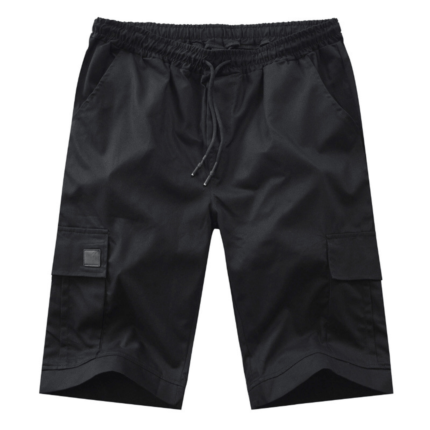 Men Casual Chino Cargo Shorts Elastic Waist Drawstring 6 Pockets