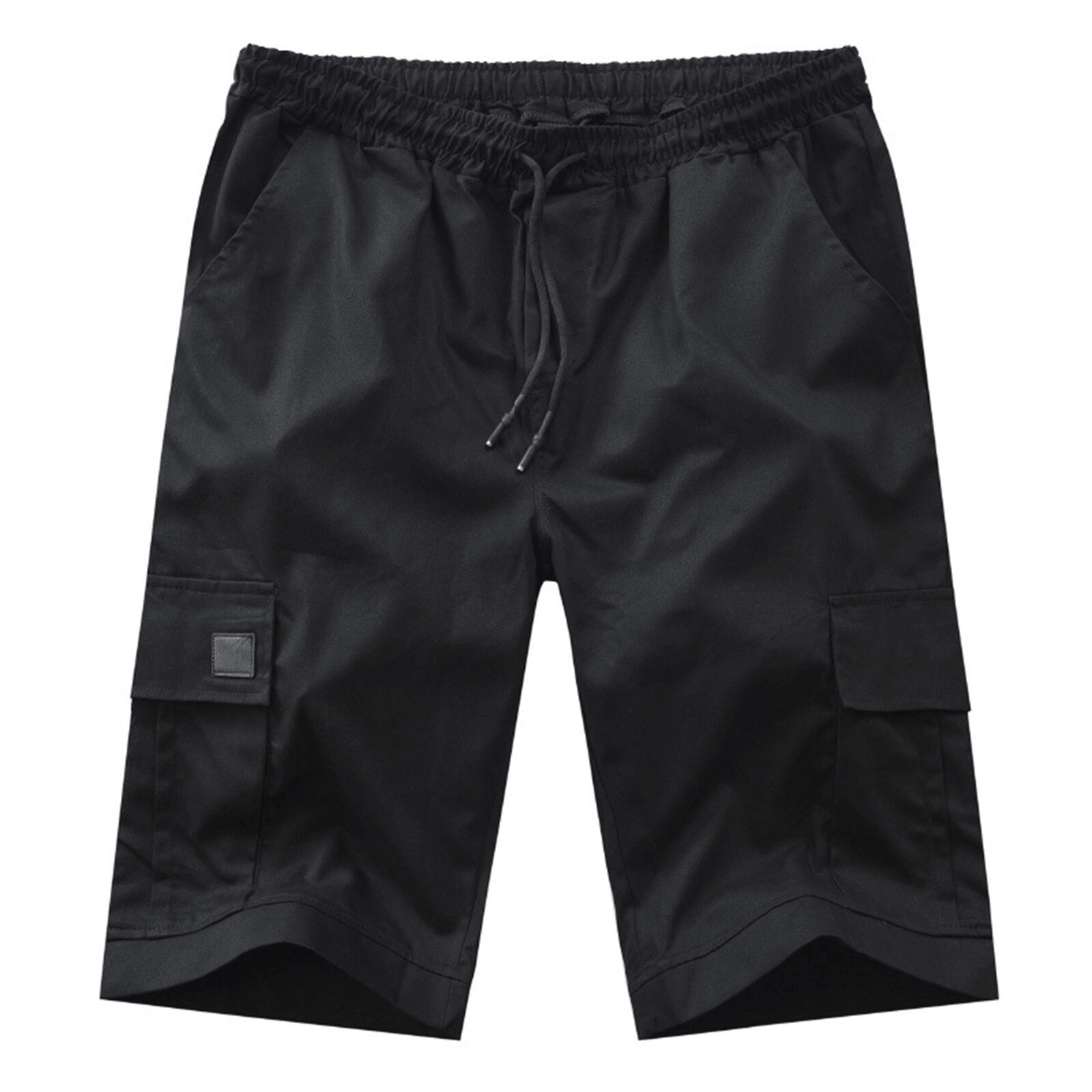 Men Casual Chino Cargo Shorts Elastic Waist Drawstring 6 Pockets