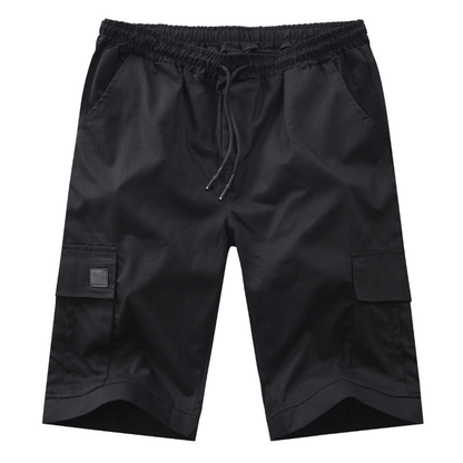 Men Casual Chino Cargo Shorts Elastic Waist Drawstring 6 Pockets