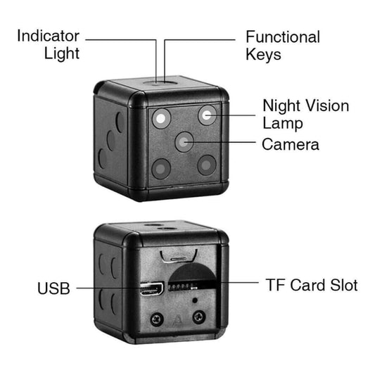 Mini Dice Camera Home Security Night Vision HD 1080P Motion Detection.