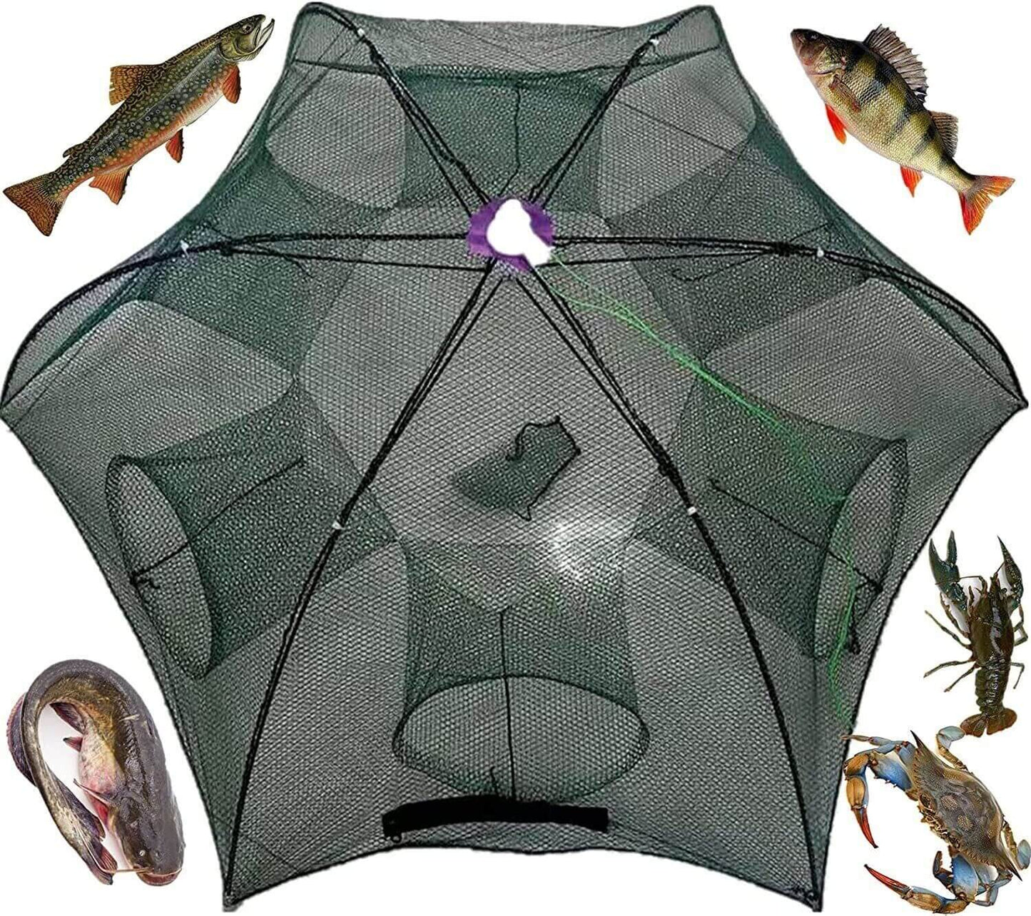 Fishing Bait Trap Crab Net Crawdad Shrimp Cast Dip Cage Fish Minnow