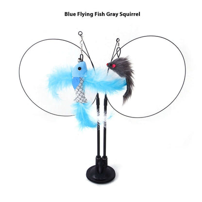 Suction Cup Cat Teaser Toy with Animal Attachments