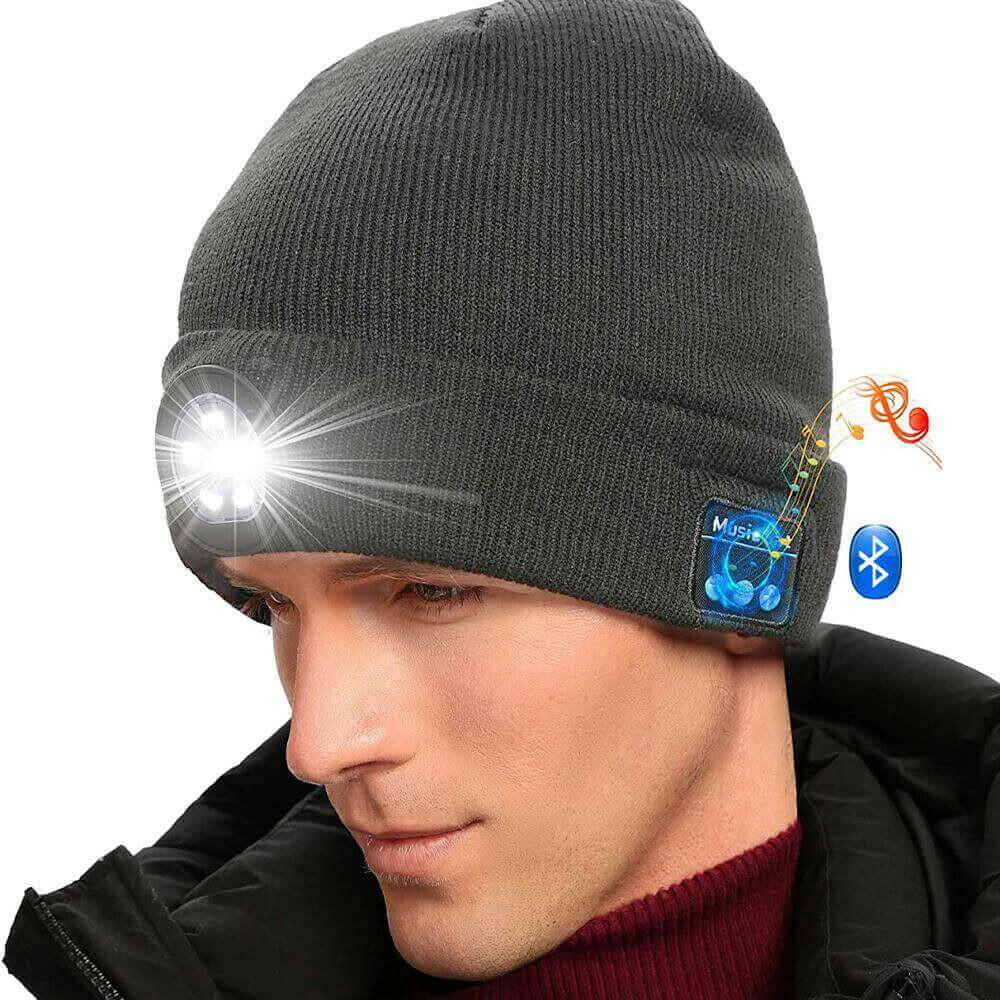 Wireless Bluetooth LED Hat with Music Speakers Light Winter Gift.