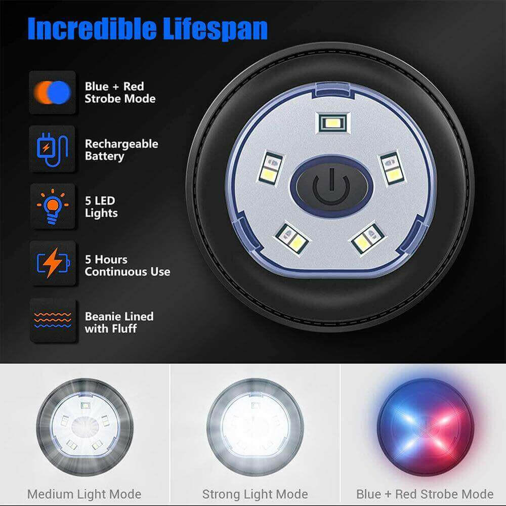 Wireless Bluetooth LED Hat with Music Speakers Light Winter Gift.