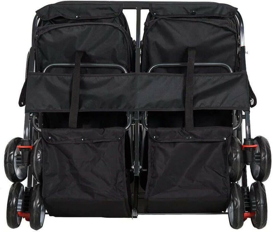 Double Pet Stroller, Foldable Double Dog Stroller for 2 Dogs Cats with 4 Wheels, Twin Walk Jogger Travel Pet Carriage Cart with Storage, Black