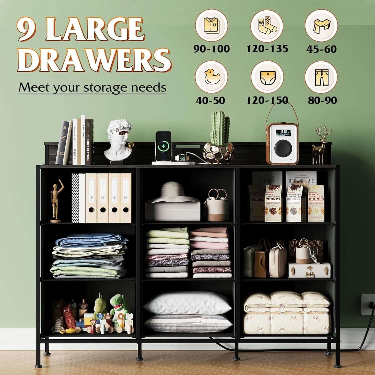 Dresser TV Stand for 55 Inch with LED Lights