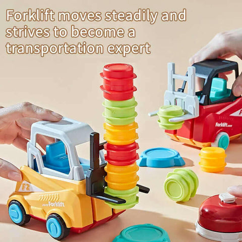 Children'S Engineering Truck Forklift Press Shovel Toy Car Suit Education Stacking Toy Board Game for Party Boys Birthday Gift