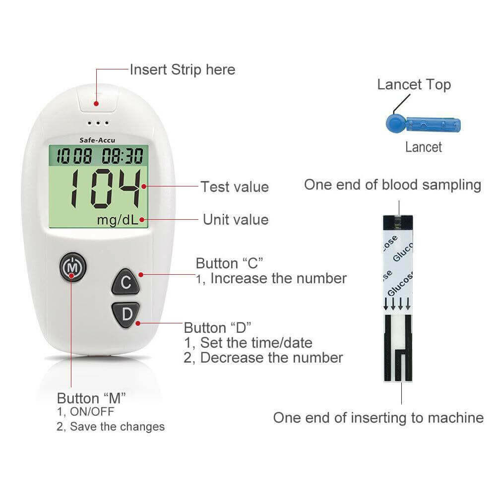 Blood Glucose Meter 50pcs Test Strips Lancets Glucometer Kit Monitor