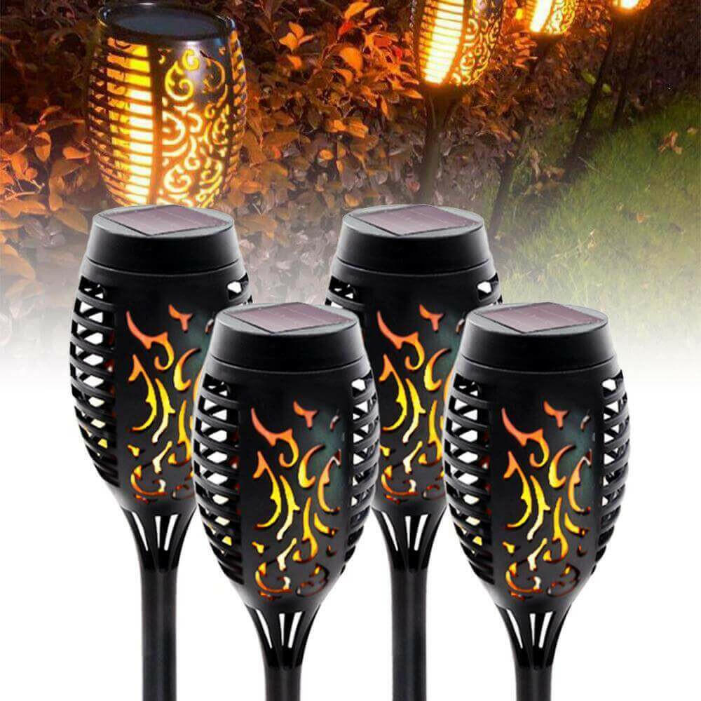 4 Pack Solar Lights Outdoor Solar 12 Led Torch Flickering Flame Lights.