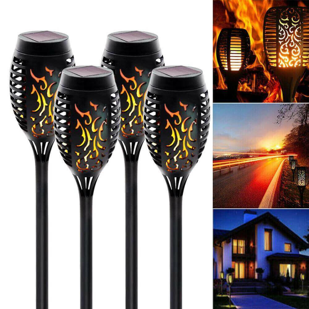 4 Pack Solar Lights Outdoor Solar 12 Led Torch Flickering Flame Lights.