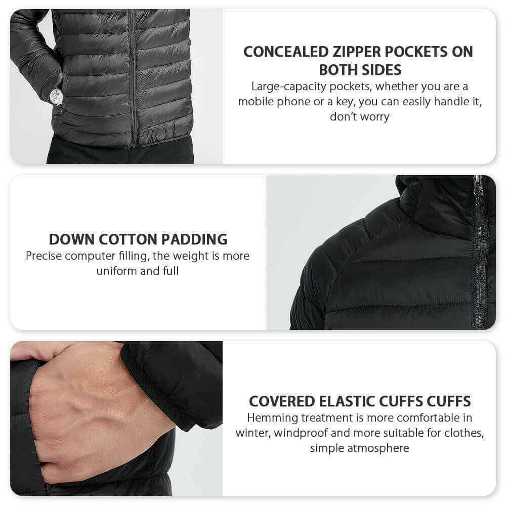 Men's lightweight storage waterproof warmth puffer fashion jacket.