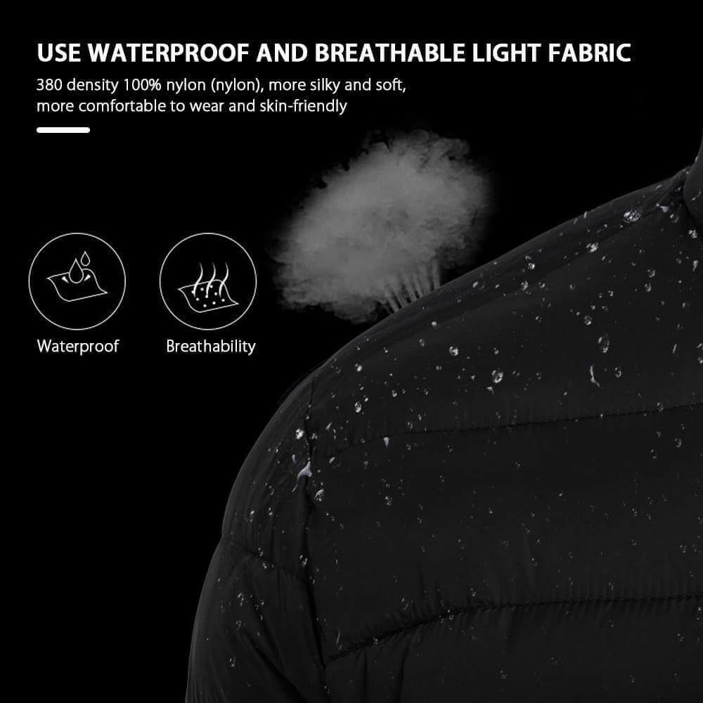 Men's lightweight storage waterproof warmth puffer fashion jacket.