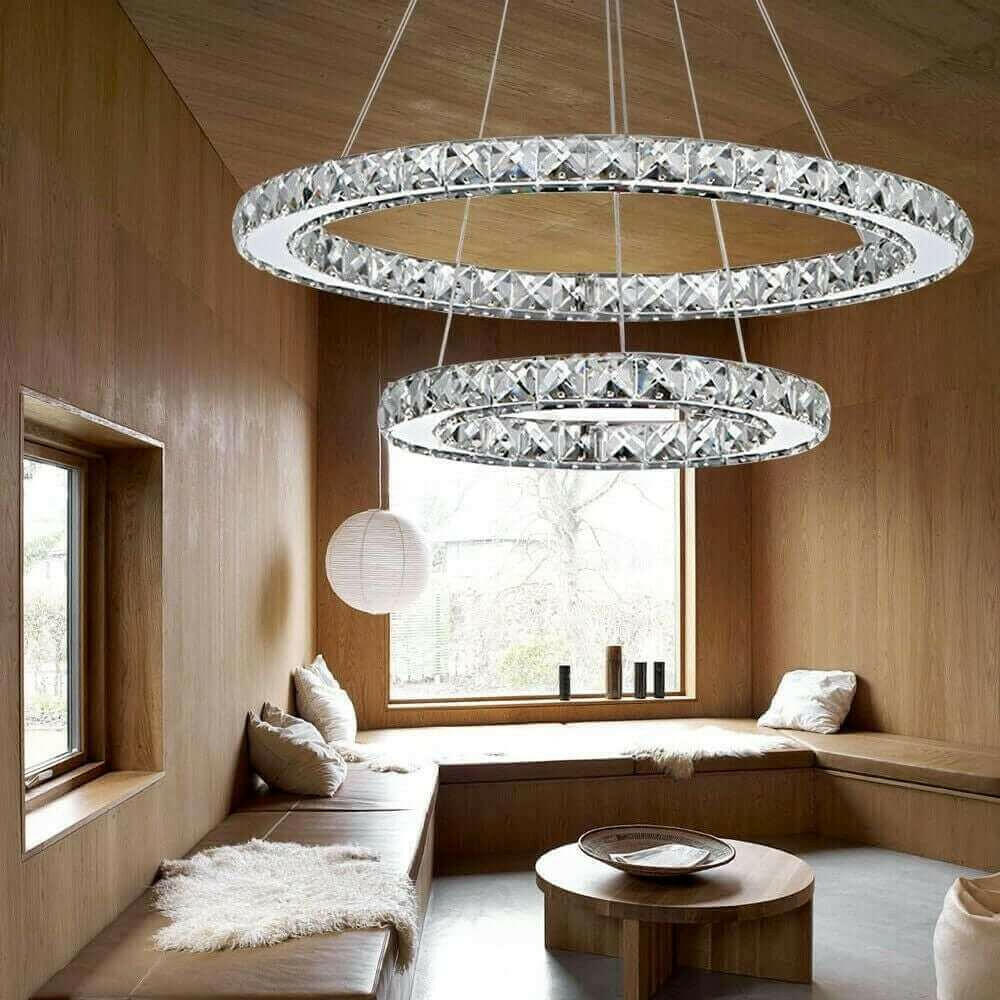 Chandelier Double Ring Hanging Light Fixture.