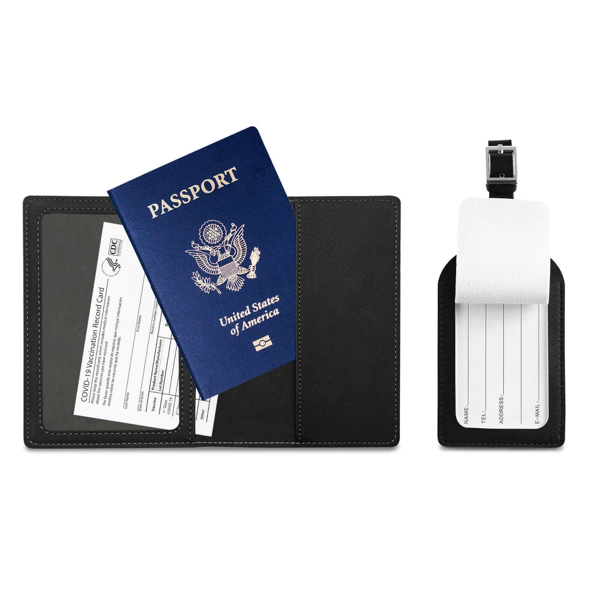 RFID Passport Holder with Travel Luggage Tag (3-Piece Set).