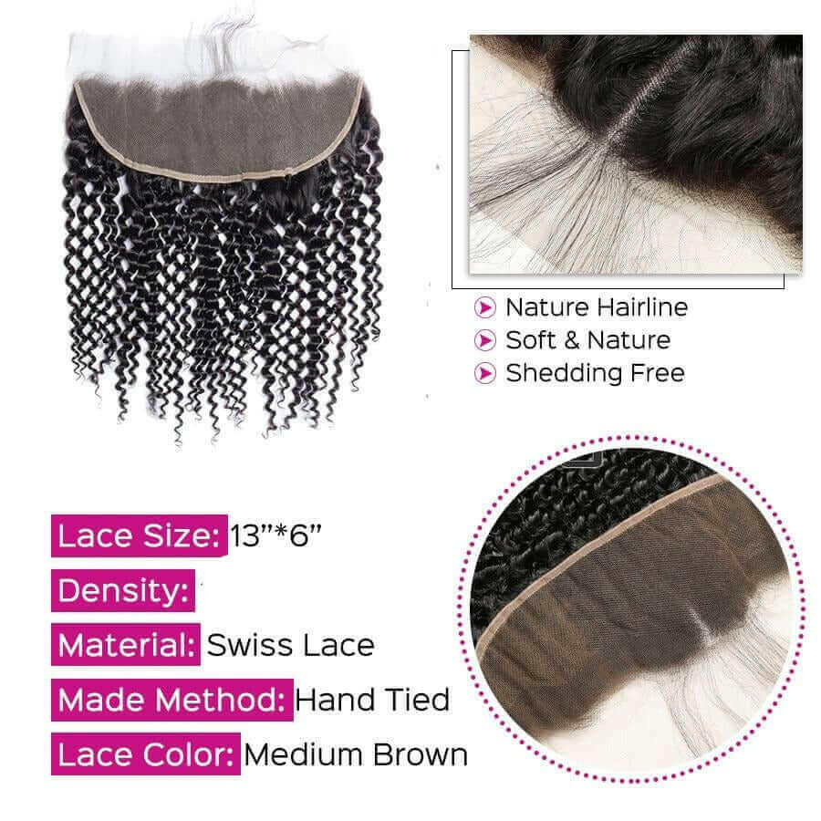10A Grade 3/4 Kinky Curly Human Hair bundles with 4x4 Closures &amp; 13x4