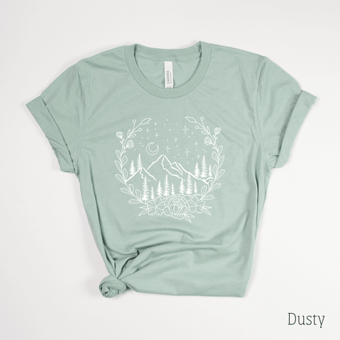 Mountain TShirt, Graphic Tee Nature, Floral Shirts.