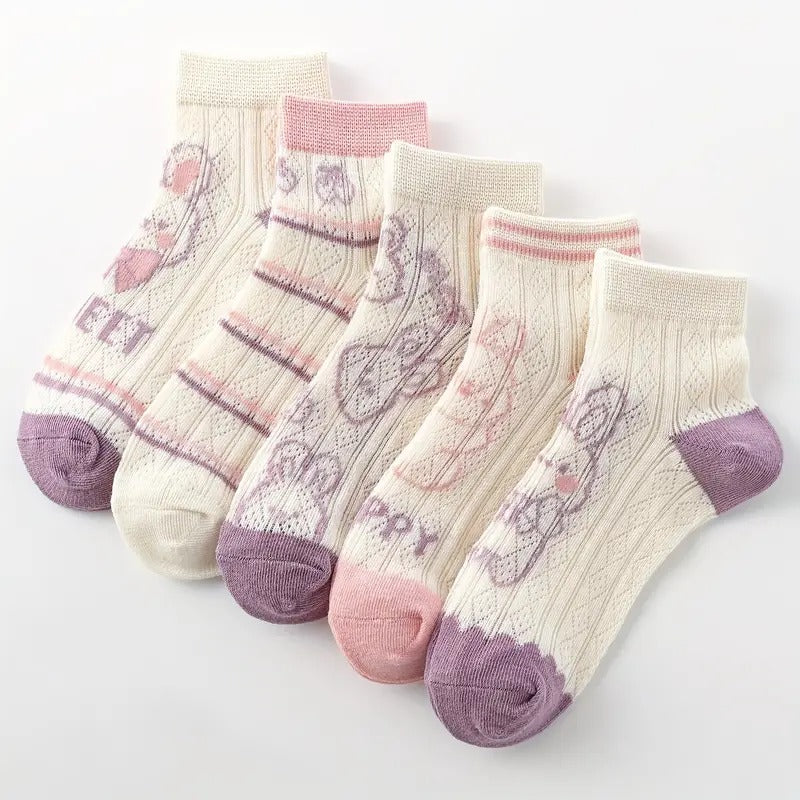 5PCS Pink Princess Combed Cotton Kids&