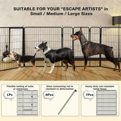 Bold Dog Playpen for Outdoor, 16 Panels 24''/32''/40'' Height Metal Puppy Dog Fence Indoor Outdoor,Pet Exercise Pen for Rv,Camping,Yard