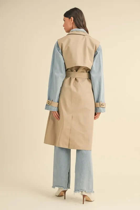 MABLE Layered Look Trench Coat With Denim Jacket