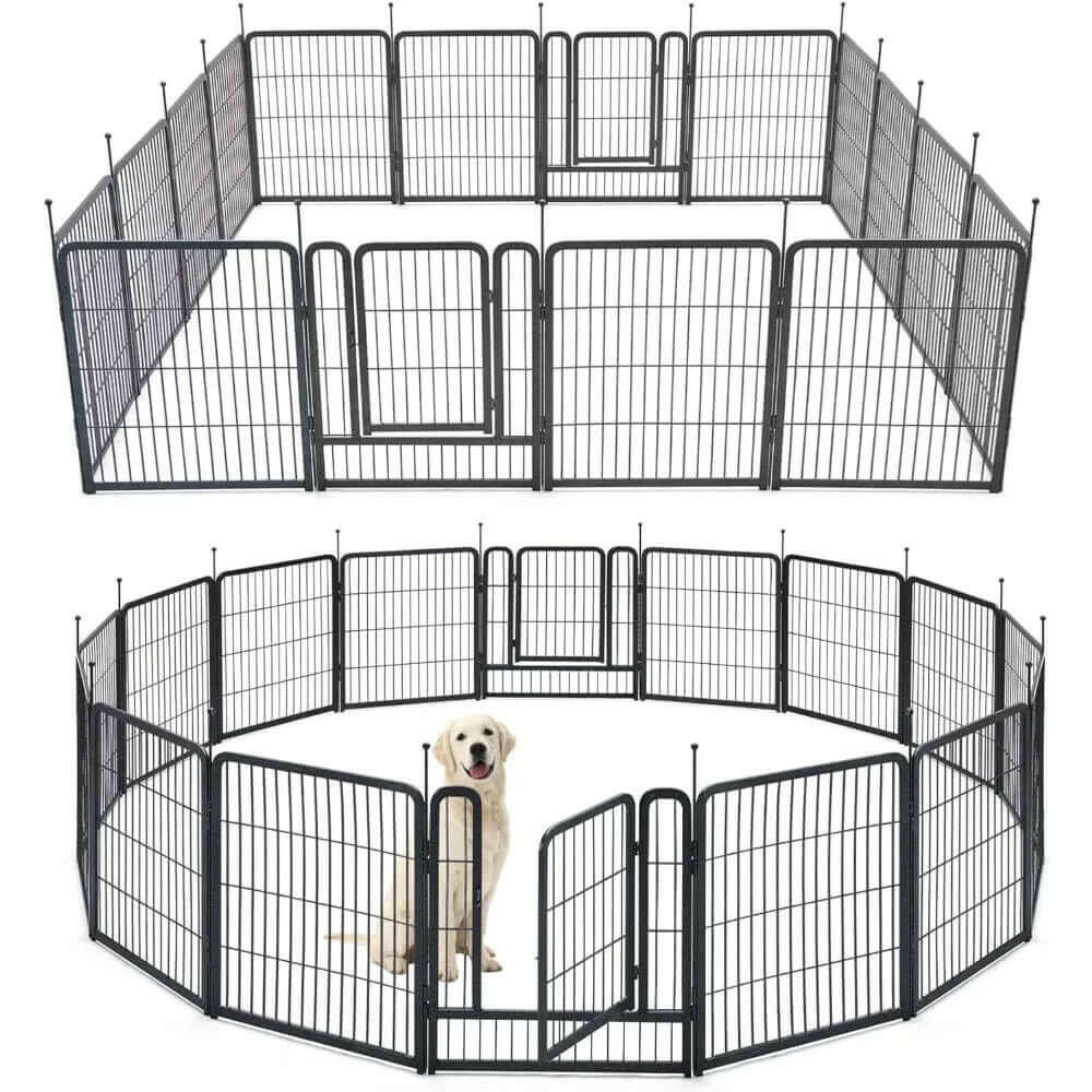 Outdoor Dog Playpen with 8/16 Panels, 40 Inch Height, and Doors