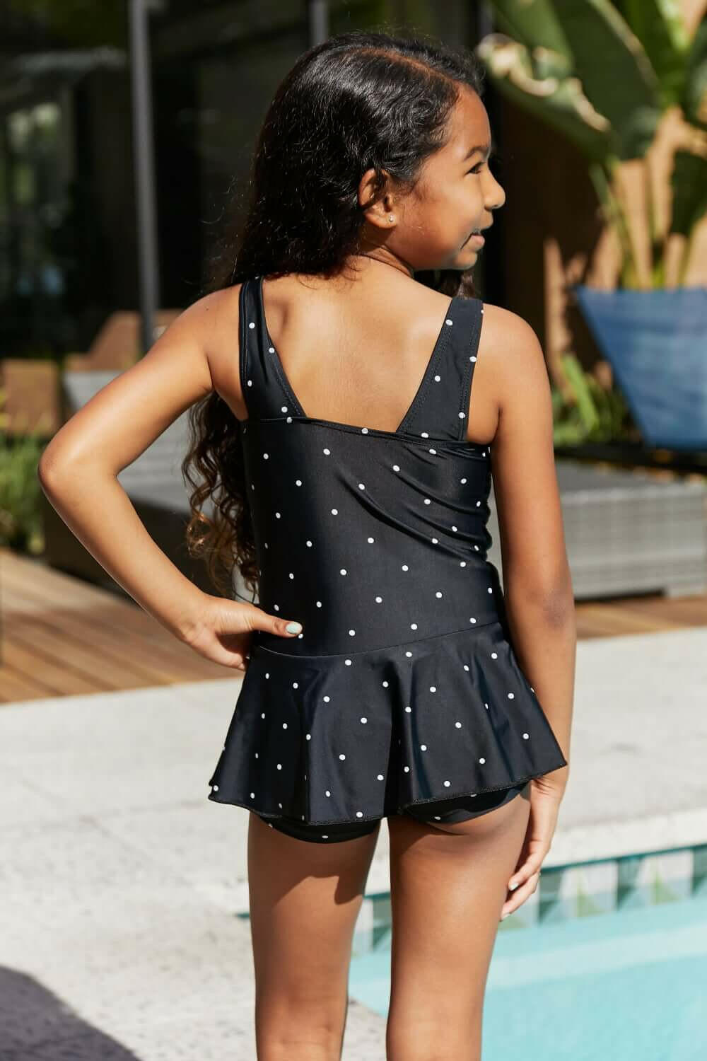 Marina West Swim Clear Waters Swim Dress in Black/White Dot.