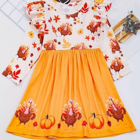 The Felicity Dress - Turkeys 'n Thanksgiving (Assorted Colors).