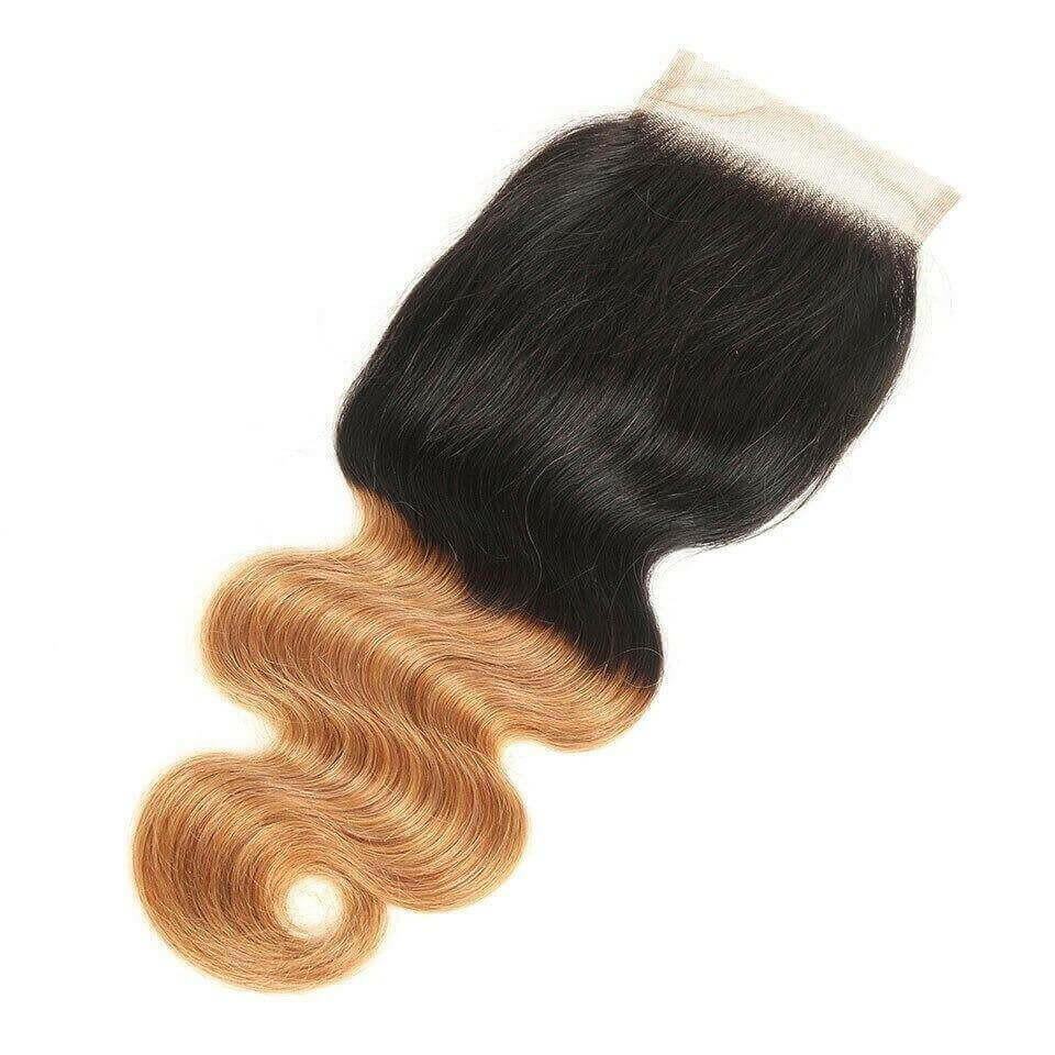 #27 Body Wave 10A Grade #1B/27 Hair BUNDLES with 4x4 CLOSURES & 13x4 F.