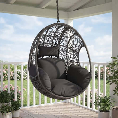 Outdoor Wicker Swing Egg Chair Grey Color-Seat Part Only