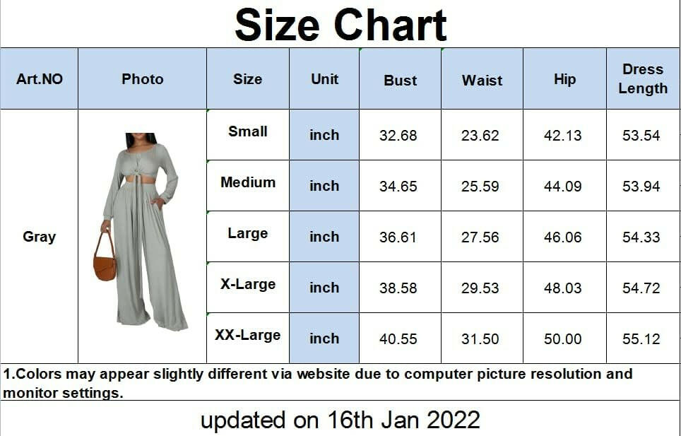 Women'S 2 Piece Outfits Sexy Long Sleeve Tunic Tops Wide Leg Palazzo Pant Set Jumpsuit Tracksuit Sweatsuits (Gray,Large)