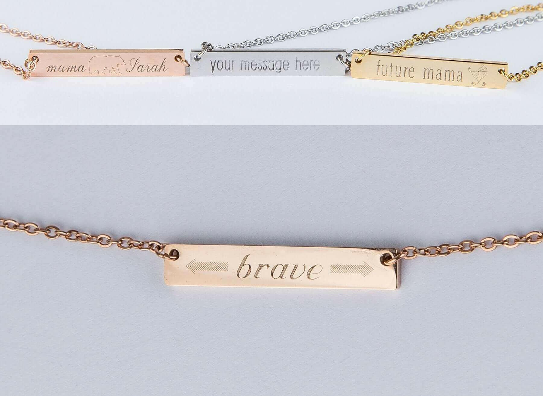 Be Brave Bar Necklace Personalized Gift.