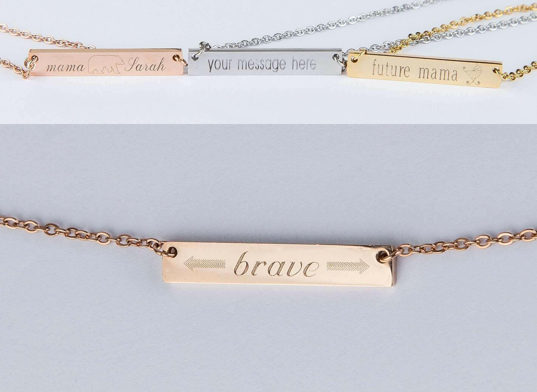 Be Brave Bar Necklace Personalized Gift