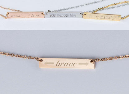 Be Brave Bar Necklace Personalized Gift.