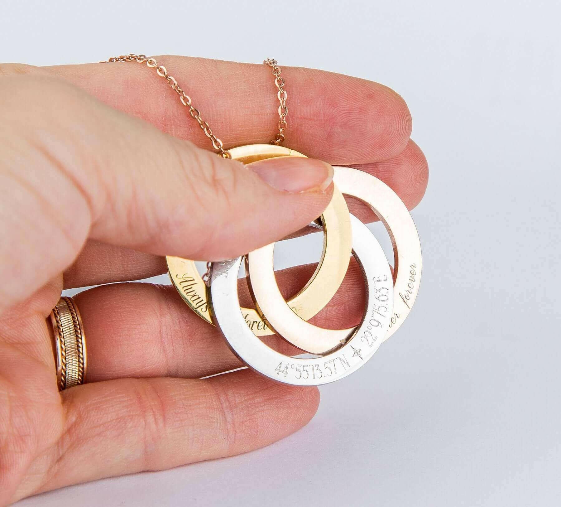 Personalized Rings Eternity Necklace, Personalized Interlocked