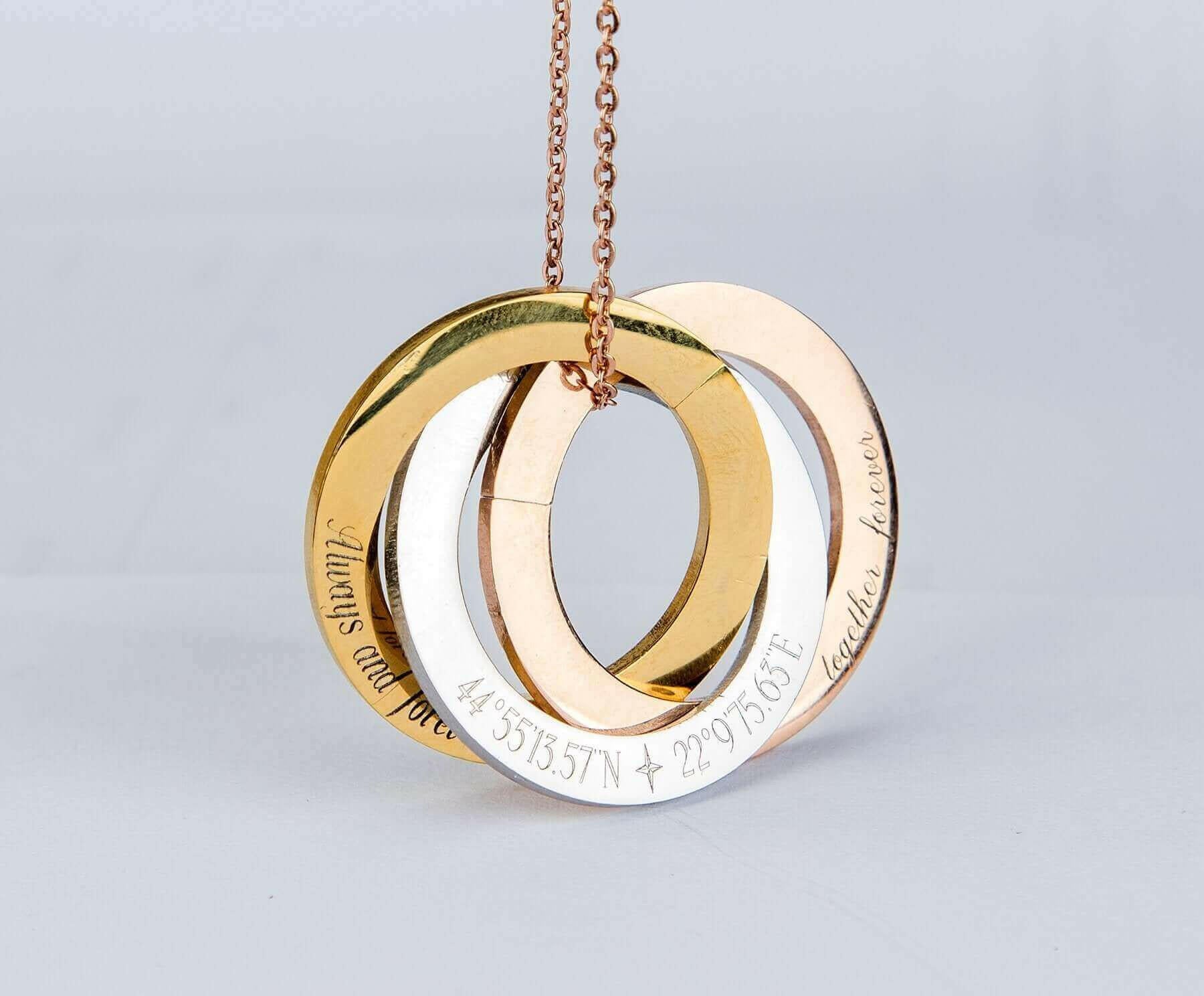 Personalized Rings Eternity Necklace, Personalized Interlocked