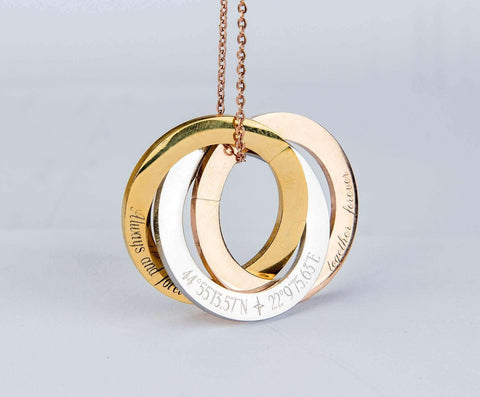 Personalized  Rings Eternity Necklace, Personalized Interlocked