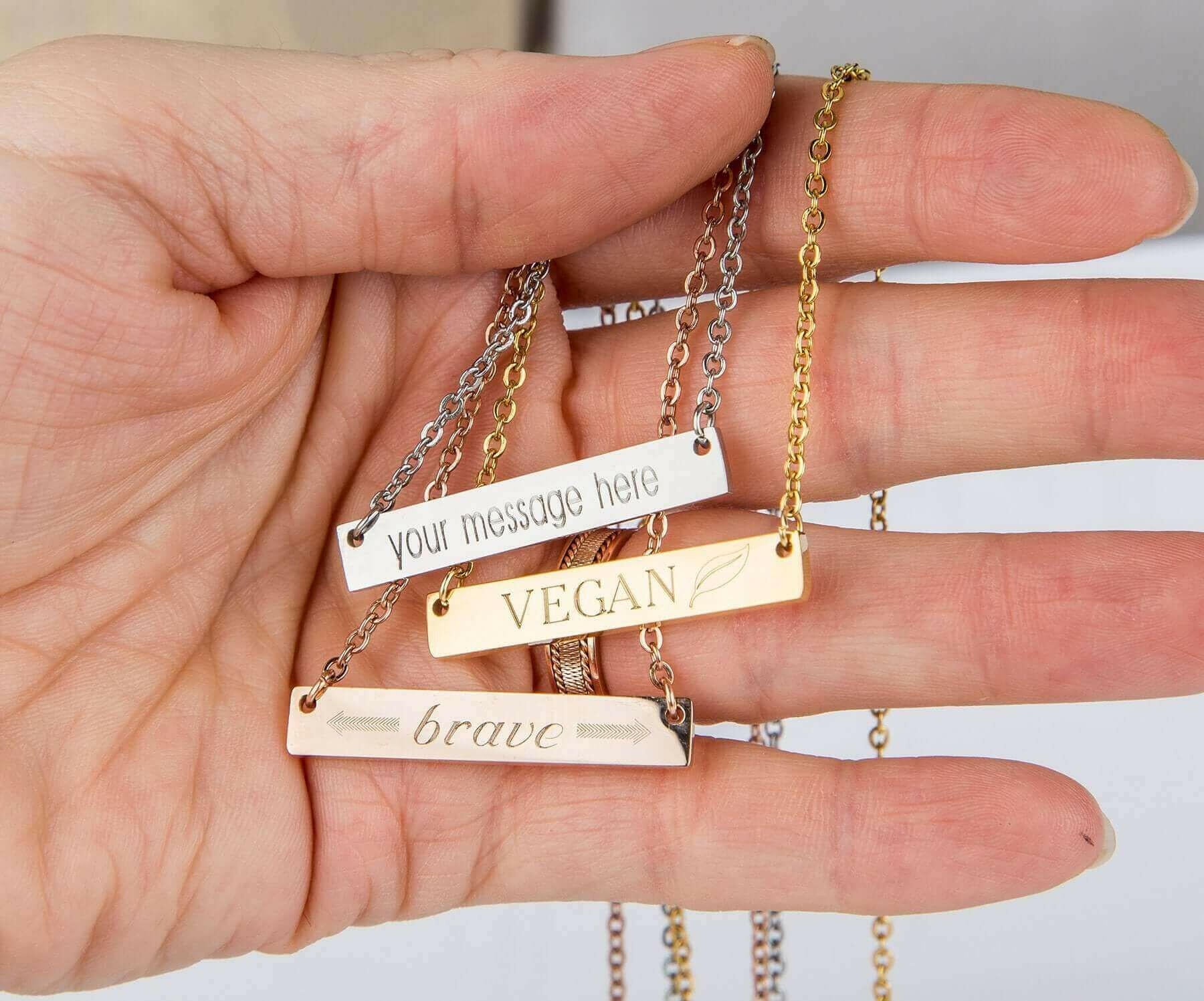 Be Brave Bar Necklace Personalized Gift.