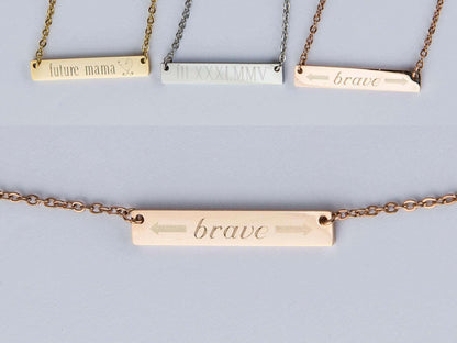 Be Brave Bar Necklace Personalized Gift.