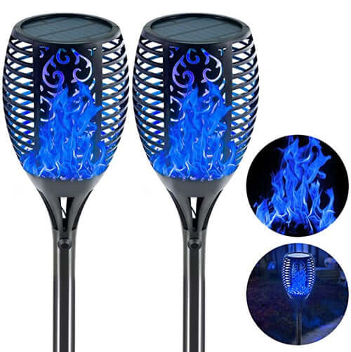 2 Pcs Solar Lights Outdoor Solar 12 Led Torch Flickering Flame Lights