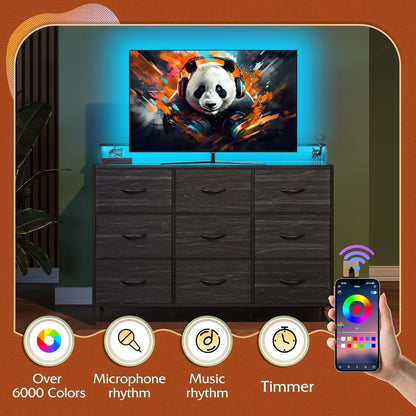 Dresser TV Stand for 55 Inch with LED Lights